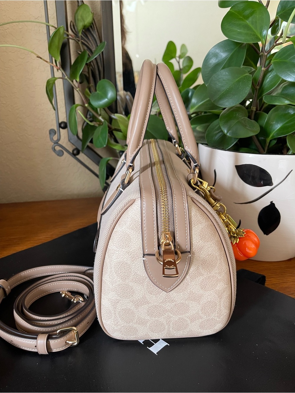 Coach Rowan Satchel in Taupe Fabric with Matching Wallet - Picture 3 of 10